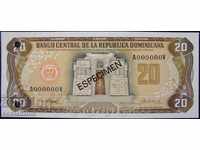 SPECIMEN  Доминикана  20  Песо  1981 UNC Rare