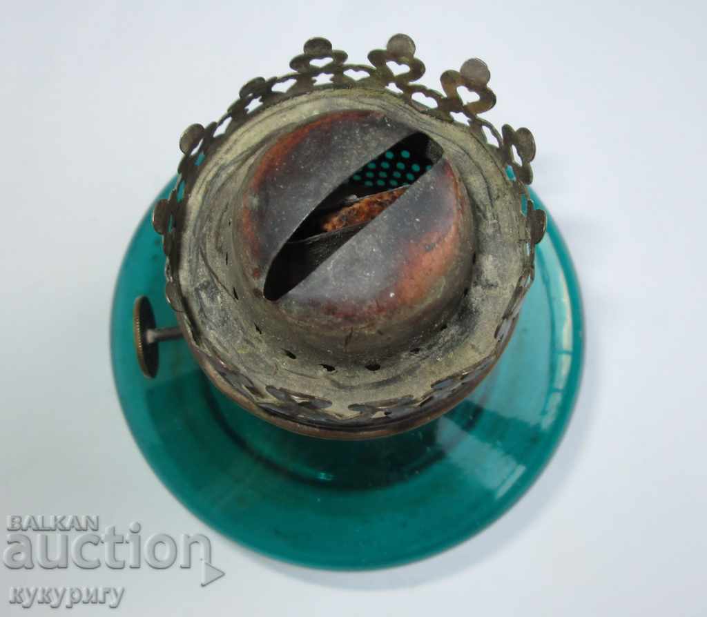 Auction Ancient gasoline lamp reservoir colored glass Auction Ancient gasoline lamp reservoir colored glass