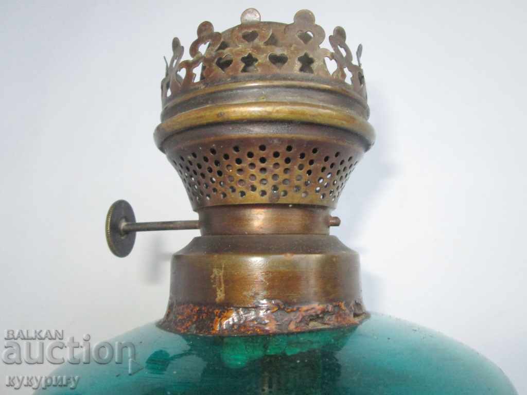 Delivery of Ancient gasoline lamp reservoir colored glass Delivery of Ancient gasoline lamp reservoir colored glass