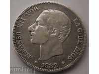 Spain 2 Pestes 1882 Silver Coin