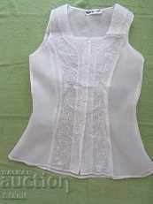 Дамска бяла блуза без ръкав от шифон размер М