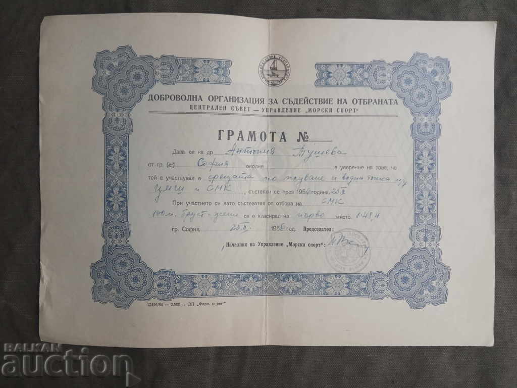 DOSO Diploma - inot si minge de apa - echipa CMS