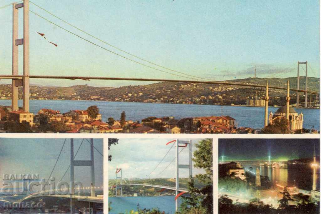 Old card - Istanbul, Bridge over Bosphorus - mix