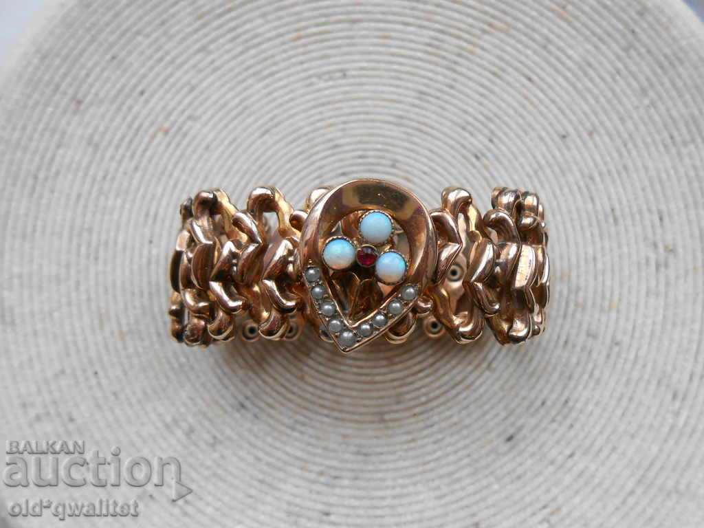 Unusual, very old bracelet, Opal, Rubin, Pearl gold with price 800.00 BGN | € 409.03 Unusual, very old bracelet, Opal, Rubin, Pearl gold with price 800.00 BGN | € 409.03