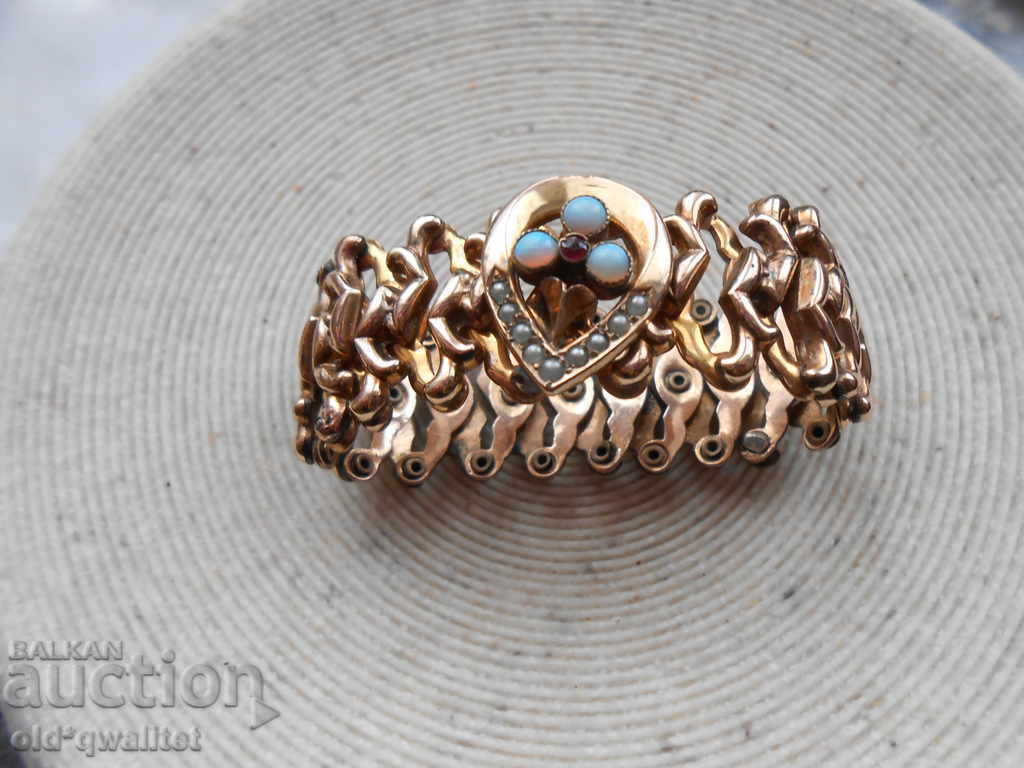 Unusual, very old bracelet, Opal, Rubin, Pearl gold - 7 Unusual, very old bracelet, Opal, Rubin, Pearl gold - 7