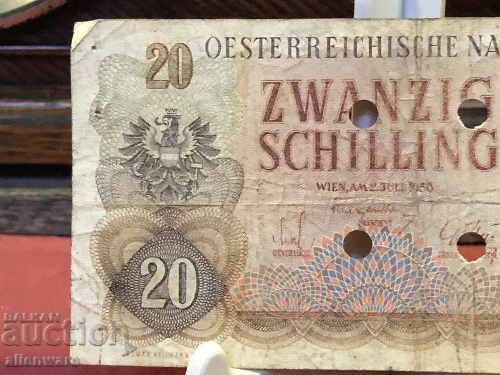 Τραπεζογραμμάτιο 20 schilling 1956-1 με τιμή 10.00 BGN | € 5.11 Τραπεζογραμμάτιο 20 schilling 1956-1 με τιμή 10.00 BGN | € 5.11