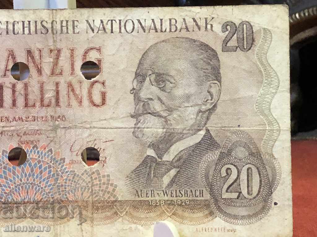 Τραπεζογραμμάτιο 20 schilling 1956-1 - 5 Τραπεζογραμμάτιο 20 schilling 1956-1 - 5