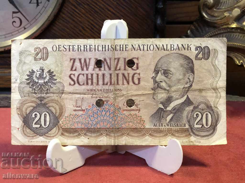 Банкнота 20 schilling 1956г.—2