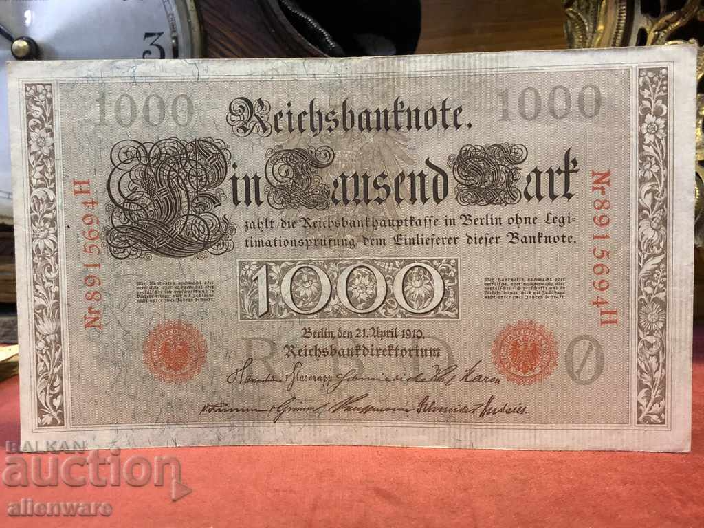 Το τραπεζογραμμάτιο 1000 σηματοδοτεί το 1910 τη Γερμανία