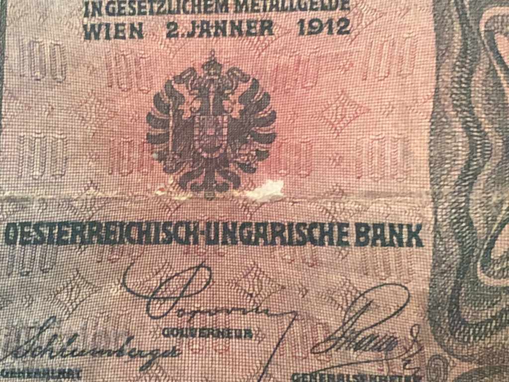 Banknote 100 Kroner 1912 Austro-Hungary - 7 Banknote 100 Kroner 1912 Austro-Hungary - 7