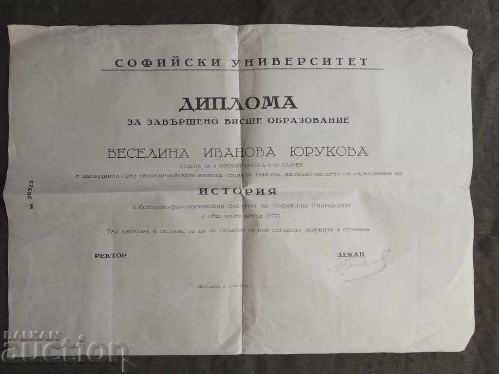Graduate of Sofia University - 1948 Graduate of Sofia University - 1948