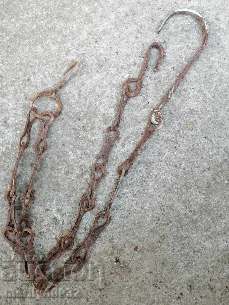 Old forged chain with hook, hearth for hearth chain hook with price 41.00 BGN | € 20.96 Old forged chain with hook, hearth for hearth chain hook with price 41.00 BGN | € 20.96