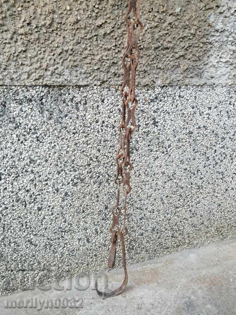 Delivery of Old forged chain with hook, hearth for hearth chain hook Delivery of Old forged chain with hook, hearth for hearth chain hook