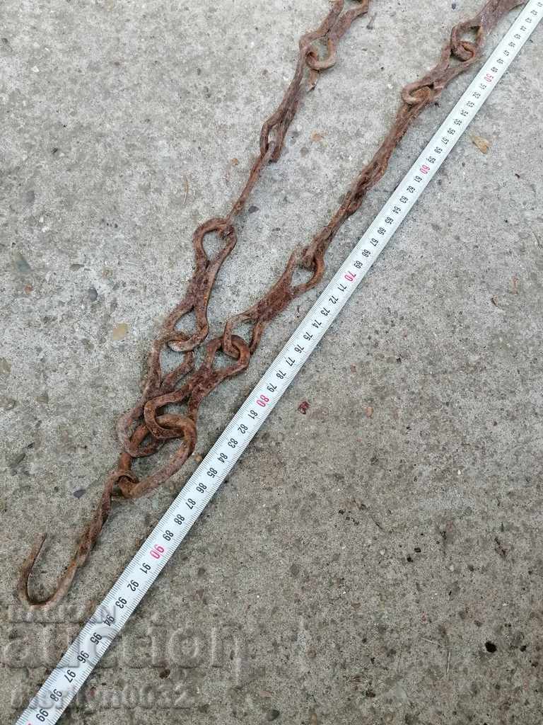 Old forged chain with hook, hearth for hearth chain hook - 6 Old forged chain with hook, hearth for hearth chain hook - 6