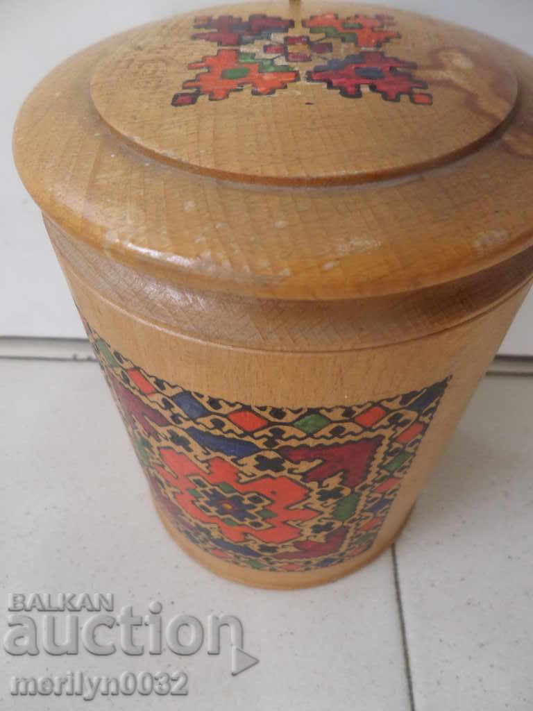 An old spice box, a wooden jar with a lid, a wooden jar with price 49.00 BGN | € 25.05