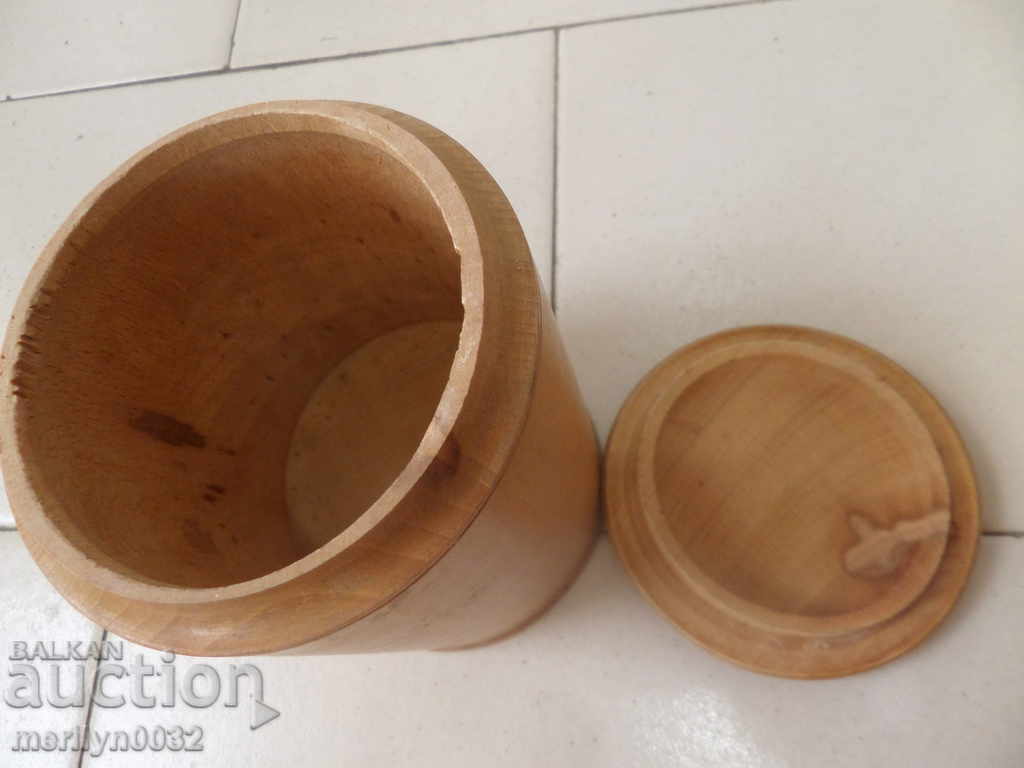 Delivery of An old spice box, a wooden jar with a lid, a wooden jar