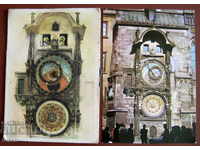 Prague clock tower 2 pcs. old Cuban postcards