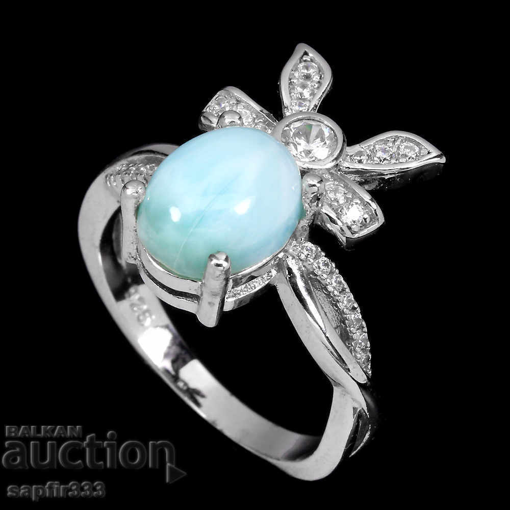 SOLD SILVER RING WITH NATURAL LARIMAR AND CYCLONS with price 177.00 BGN | € 90.50 SOLD SILVER RING WITH NATURAL LARIMAR AND CYCLONS with price 177.00 BGN | € 90.50