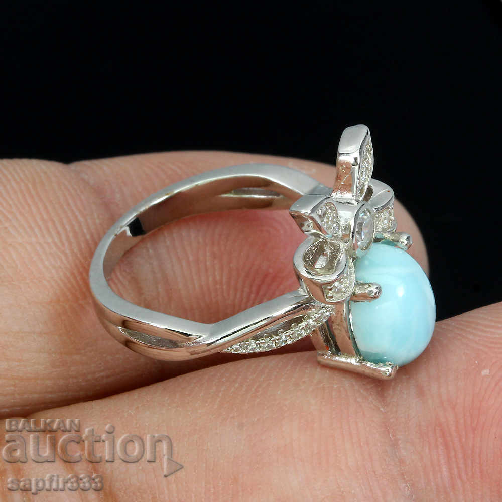 Auction SOLD SILVER RING WITH NATURAL LARIMAR AND CYCLONS Auction SOLD SILVER RING WITH NATURAL LARIMAR AND CYCLONS