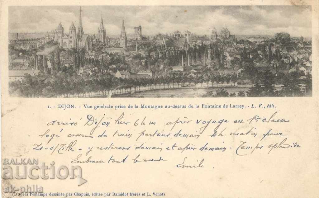 Antique card - Dijon, General view