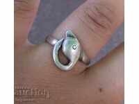 Argintiu Dolphin Ring