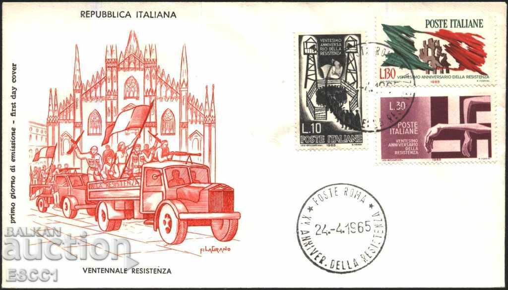 Първодневен плик Двадесет години съпротива 1965 от Италия