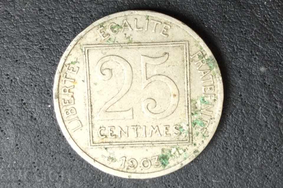 25 εκατοστά Γαλλία 1903