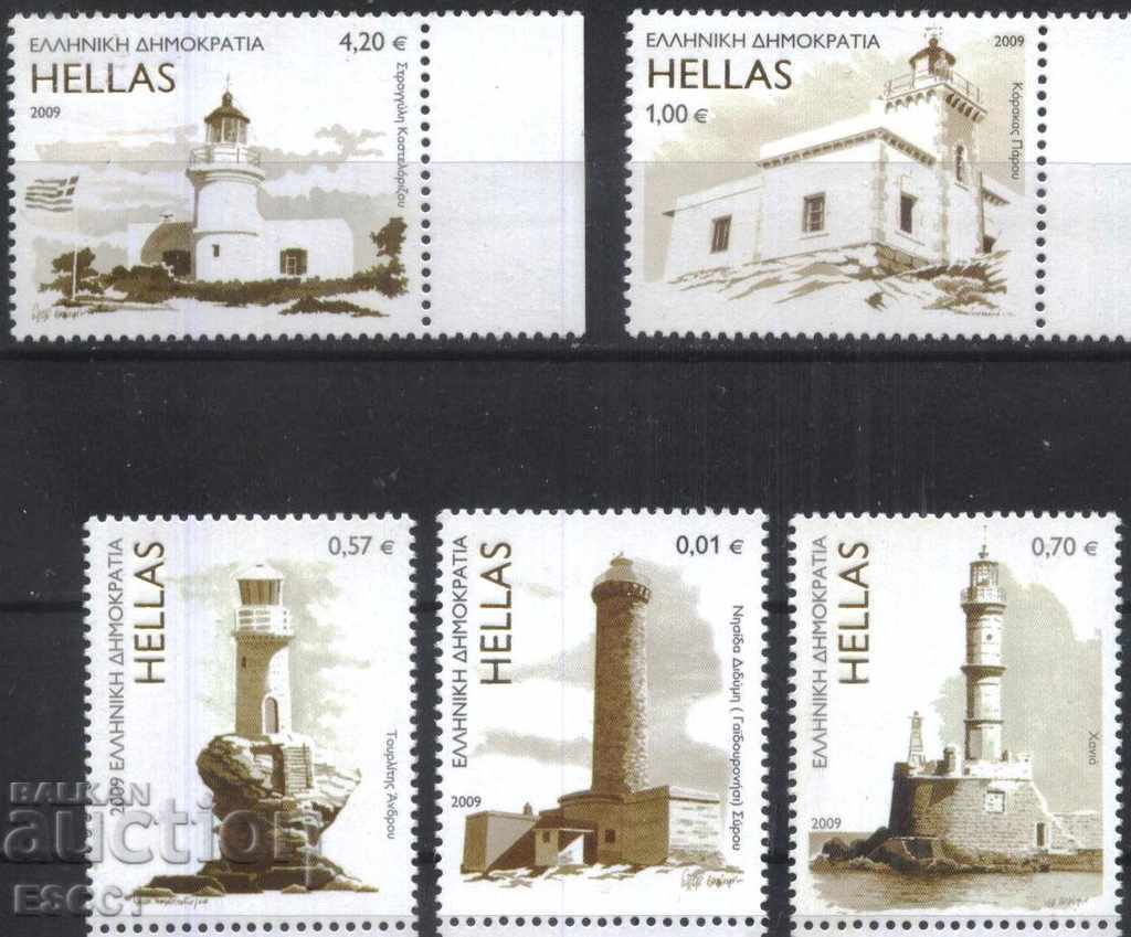 Чисти марки Морски Фарове 2009  от Гърция