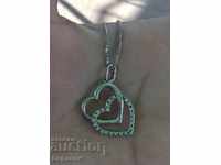 Old Silver Necklace with Heart Pendant