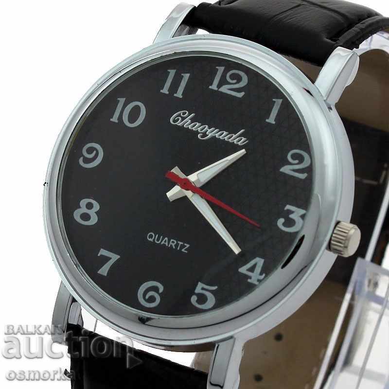 Нов мъжки часовник с големи цифри стилен модерен черен
