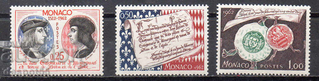 1962. Monaco. 450 years sovereignty of the Principality.