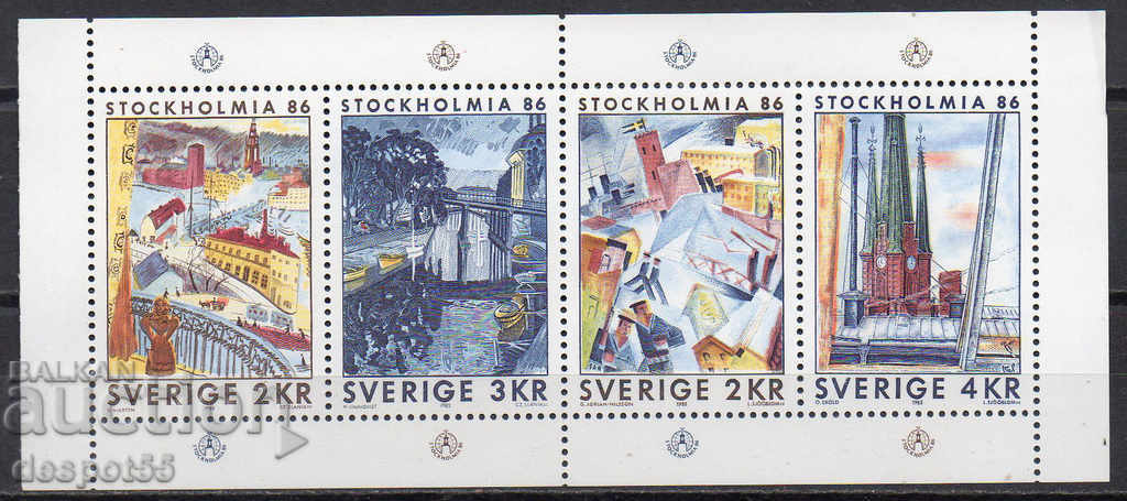 1985. Suedia. Expoziția din Stockholm 86. Bloc.