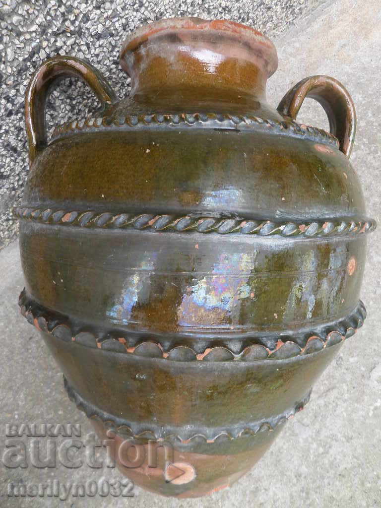 Δημοπρασία Παλιά πήλινο δοχείο με glench, κατσαρόλα, κεραμική, pitos Δημοπρασία Παλιά πήλινο δοχείο με glench, κατσαρόλα, κεραμική, pitos