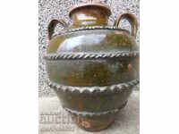 Old clay jar with glen, pot, ceramics, potos