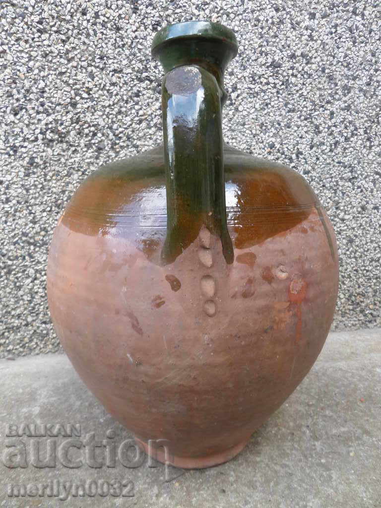 Auction  Old clay vinegar bowl, pottery, krondir, pitcher