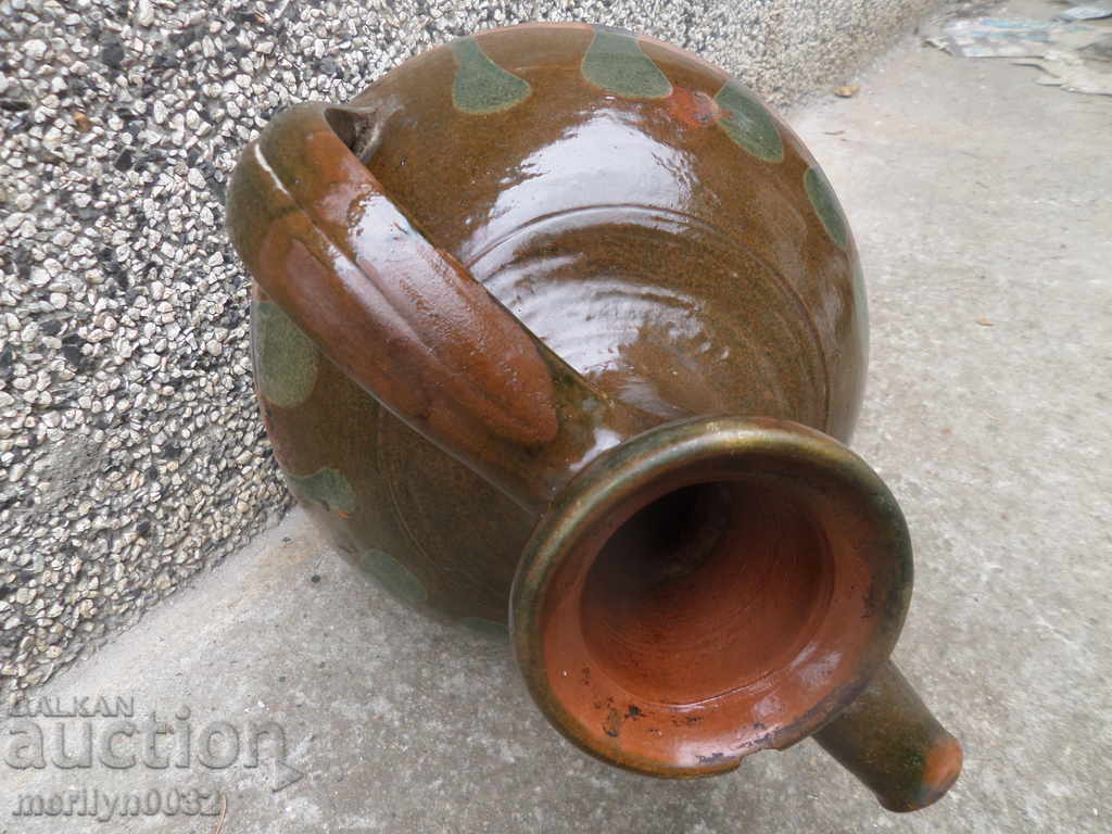 Δημοπρασία Παλιό πήλινο μπολ με ξύδι, κεραμική, krondir, στάμνα Δημοπρασία Παλιό πήλινο μπολ με ξύδι, κεραμική, krondir, στάμνα