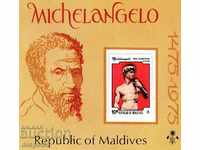 1975. Maldives. 500 years since the birth of Michelangelo. Block.