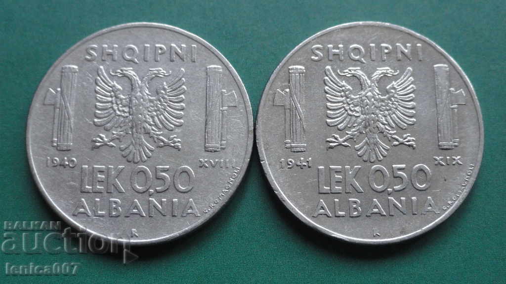 Albania 1940-41 - 0,50 lumina (R) 2 bucati - 5