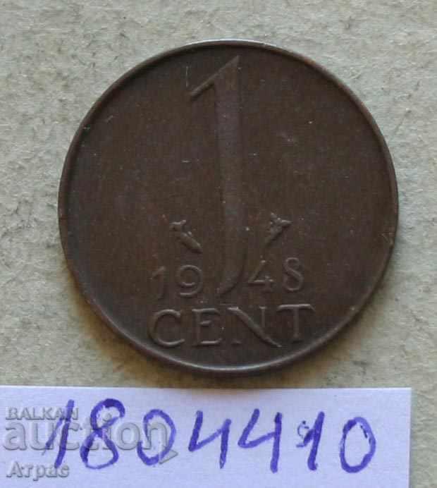 1 цент 1948  Холандия