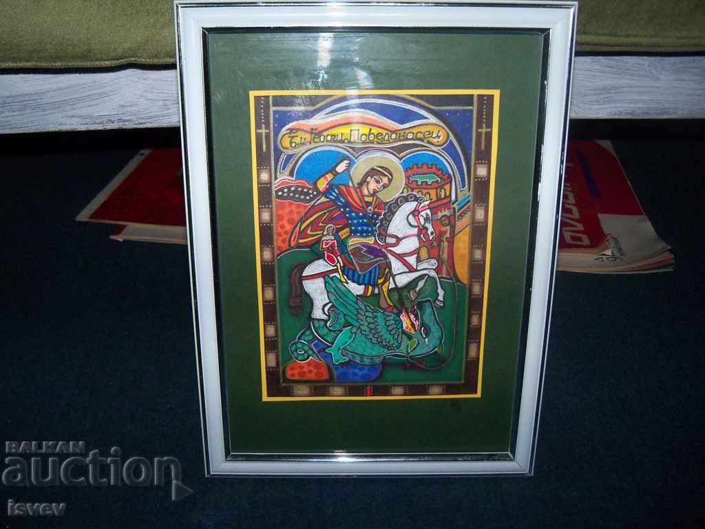 Delivery of "St. George" painting by the artist Iskra Asenova Delivery of "St. George" painting by the artist Iskra Asenova