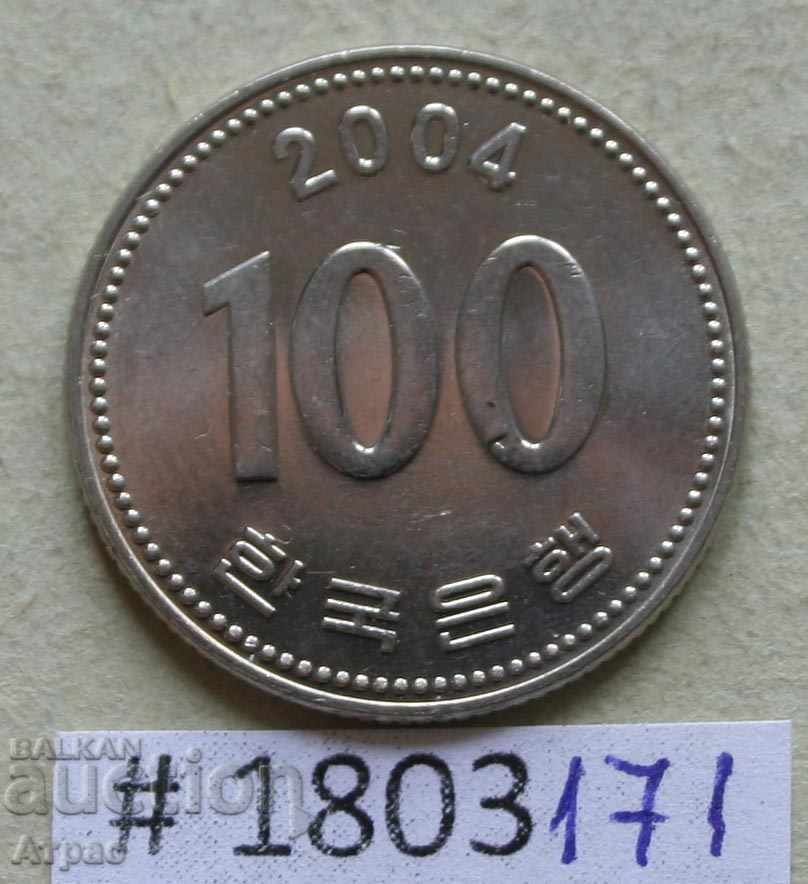 100 вон 2004 Южна Корея  - щемпел -UNC
