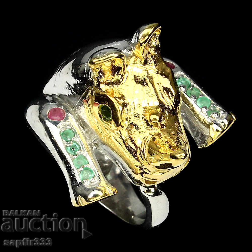 UNIQUE RING "NOSOROG" WITH DIOPIDS, MAGARAS AND RUBINS with price 382.00 BGN | € 195.31