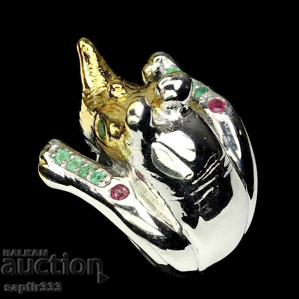 Delivery of UNIQUE RING "NOSOROG" WITH DIOPIDS, MAGARAS AND RUBINS