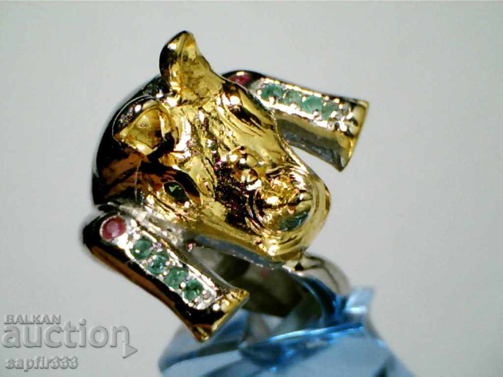 UNIQUE RING "NOSOROG" WITH DIOPIDS, MAGARAS AND RUBINS - 5