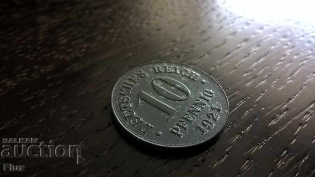 Reich monede - Germania - 10 pfenigi | 1921.