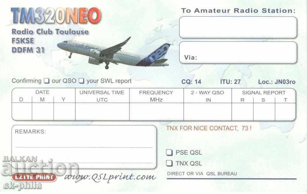 Radio card - Airbus 320 with price 1.60 BGN | € 0.82 Radio card - Airbus 320 with price 1.60 BGN | € 0.82