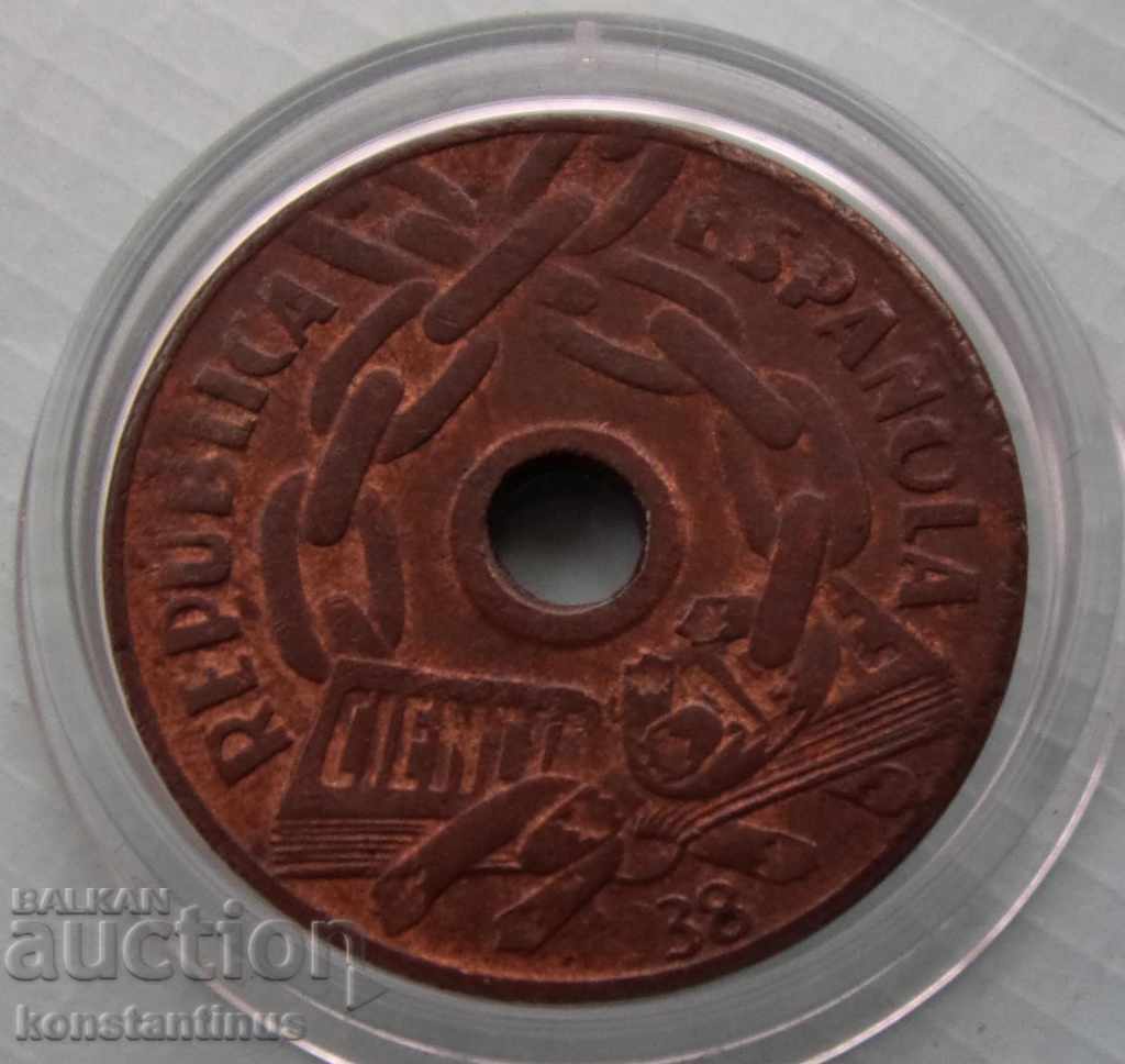 Licitație Republica Spania - Madrid 25 Tsentimo 1938 UNC Foarte rare