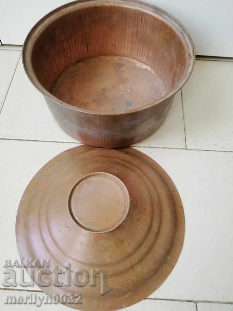 Copper pot with lid, copper vessel, tray, bowl - 6
