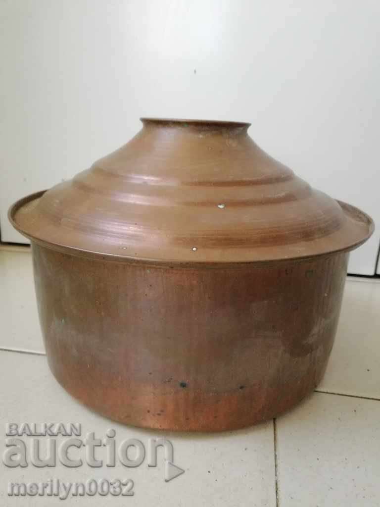 Copper pot with lid, copper vessel, tray, bowl