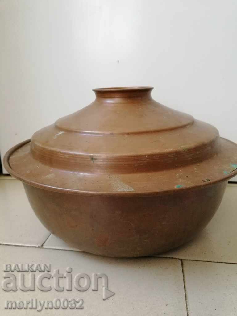 Copper pot with lid, copper vessel, tray, bowl - 6 Copper pot with lid, copper vessel, tray, bowl - 6
